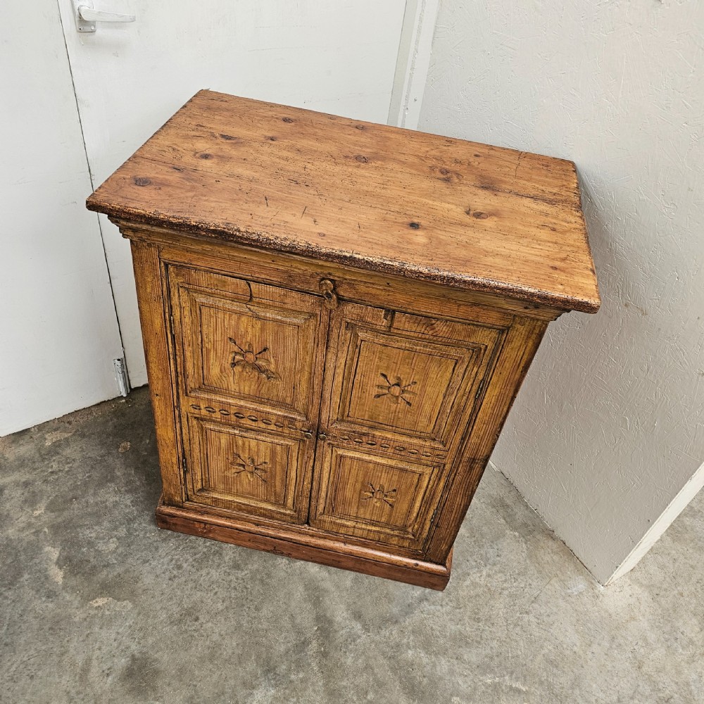 Eastern European Carved Two Door Pine Cabinet View II