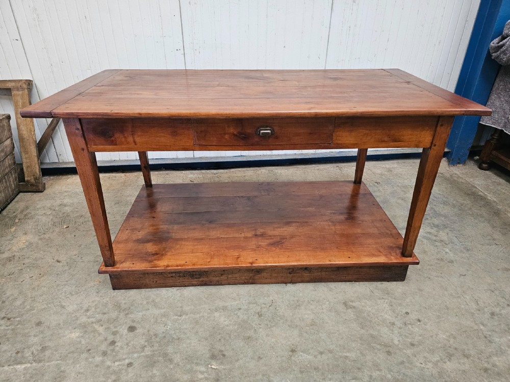 French Cherry Two Tier Table With Drawer