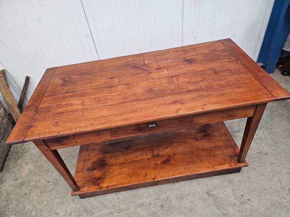 French Cherry Two Tier Table With Drawer View II