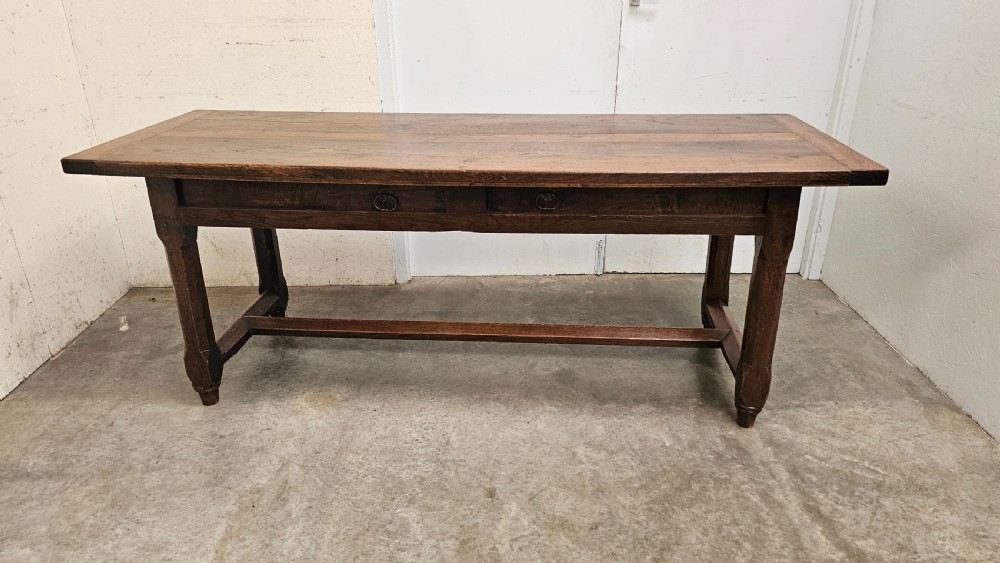 French Oak Farmhouse Kitchen Table With Slides