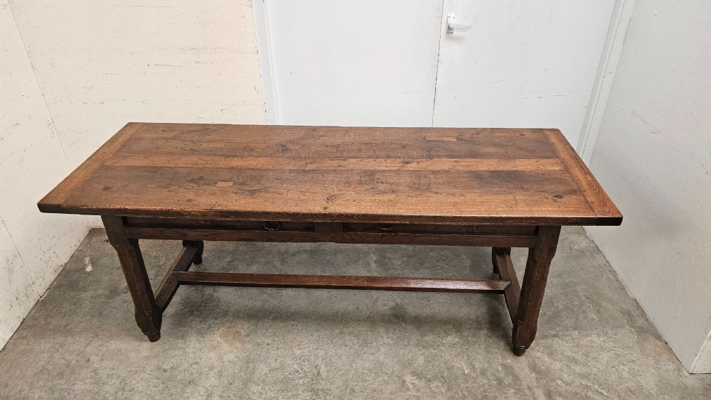 French Oak Farmhouse Kitchen Table With Slides View II