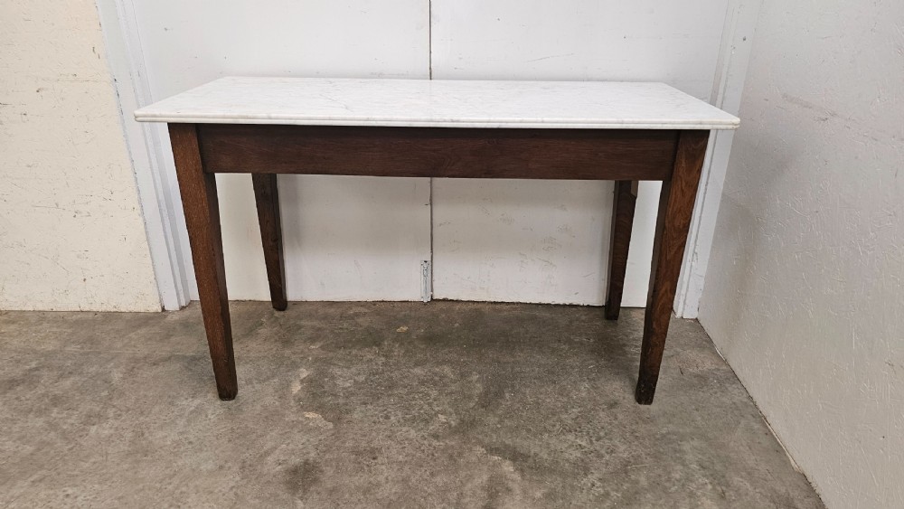 French Oak and Marble Confectioners Table