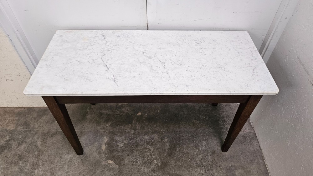 French Oak and Marble Confectioners Table View IV