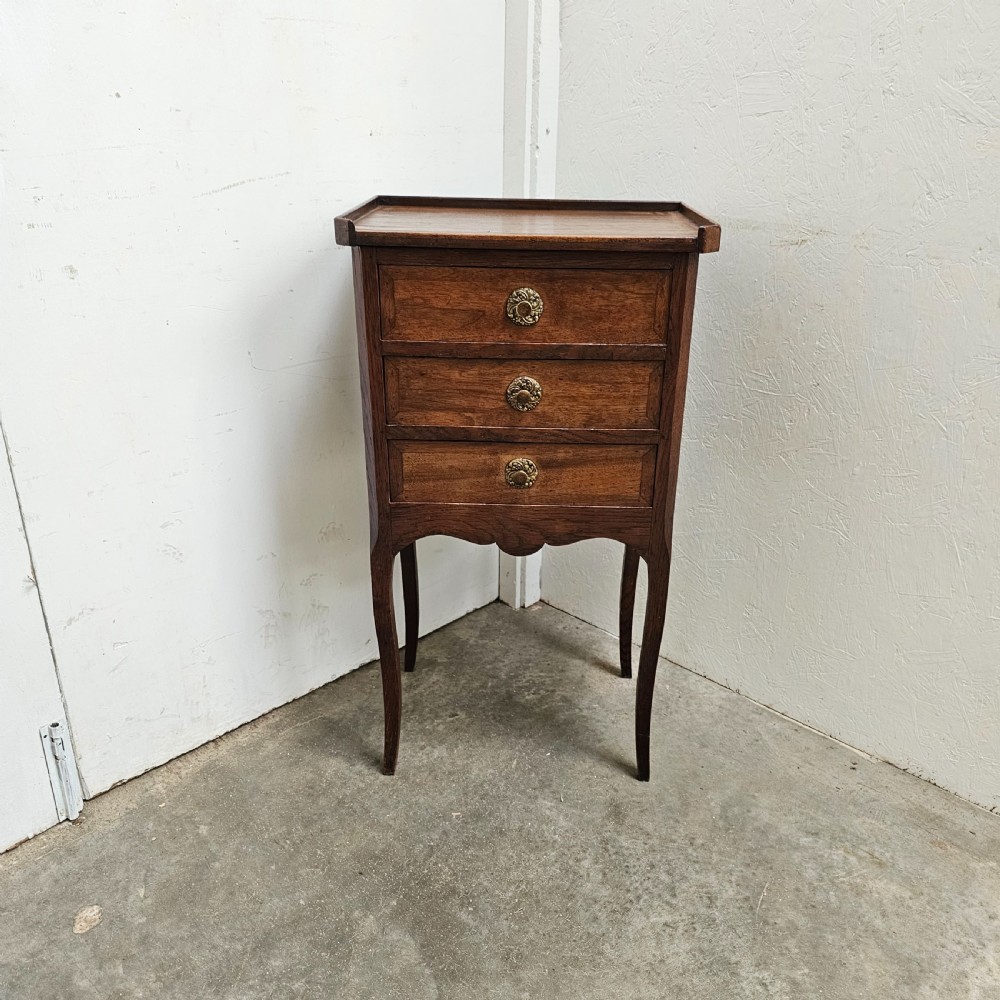 Walnut And Oak Three Drawer Bedside Chest