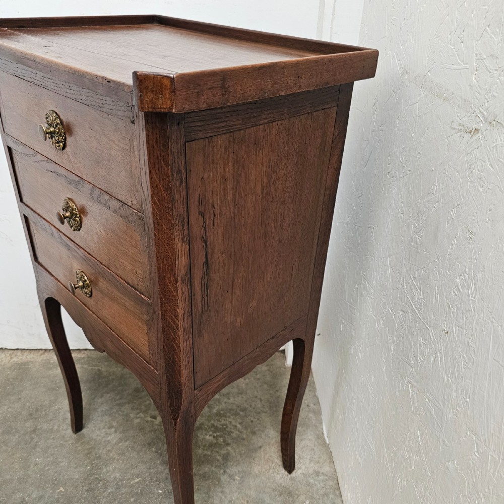 Walnut And Oak Three Drawer Bedside Chest View IV