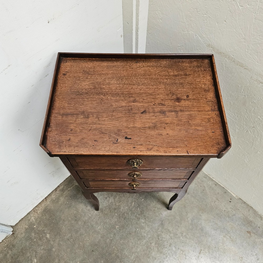 Walnut And Oak Three Drawer Bedside Chest View V