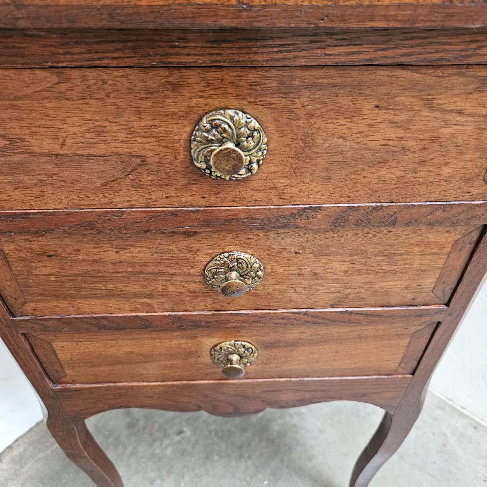Walnut And Oak Three Drawer Bedside Chest View VI