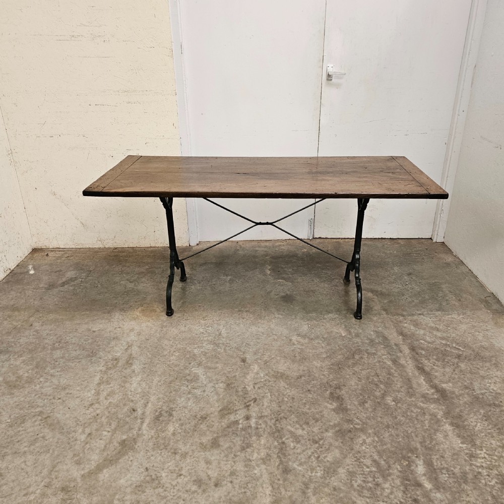 French Oak and Iron Bistro Table