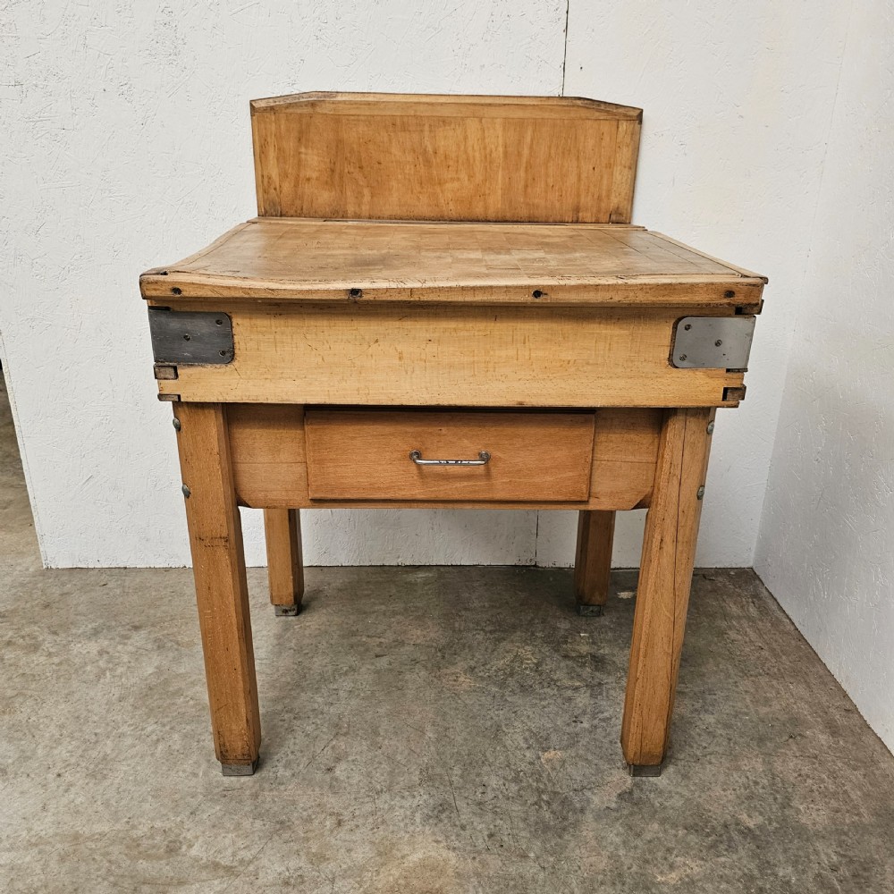 French Beech Butchers Block With Knife Rack