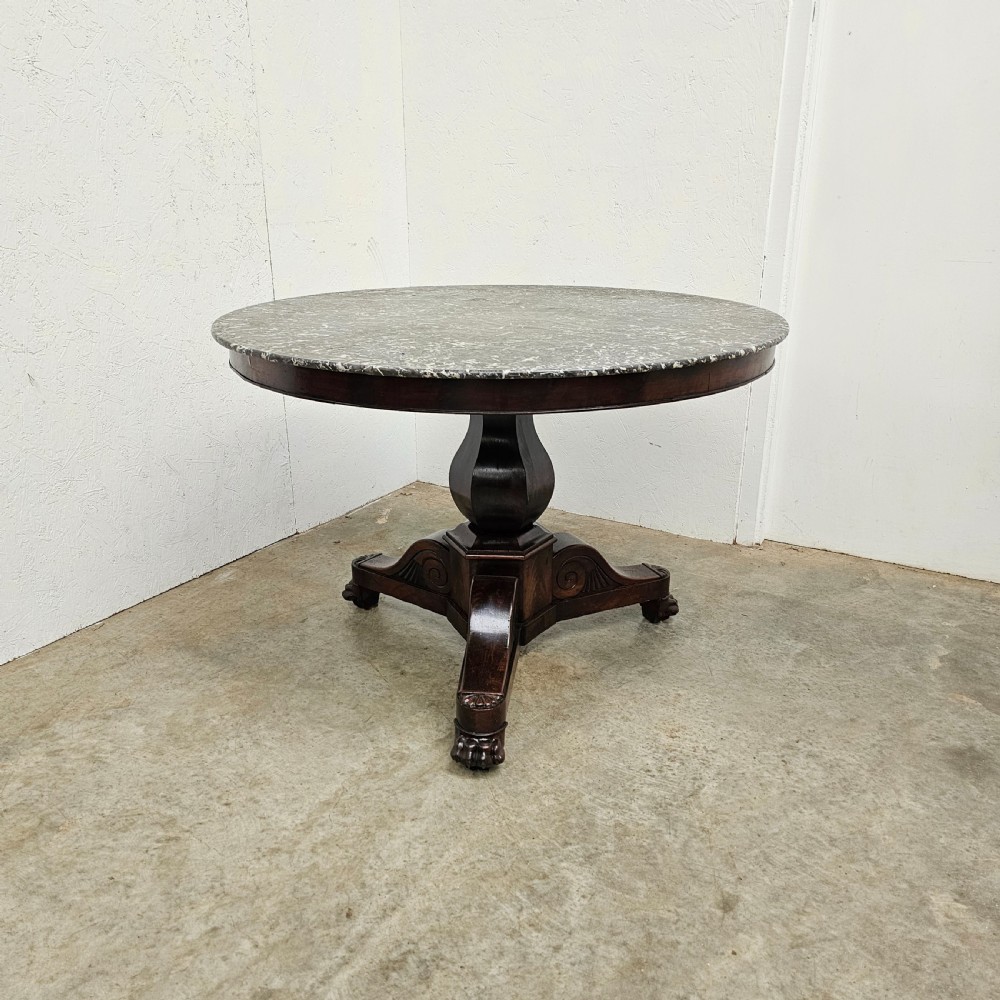 19th Century French Mahogany & Marble Gueridon