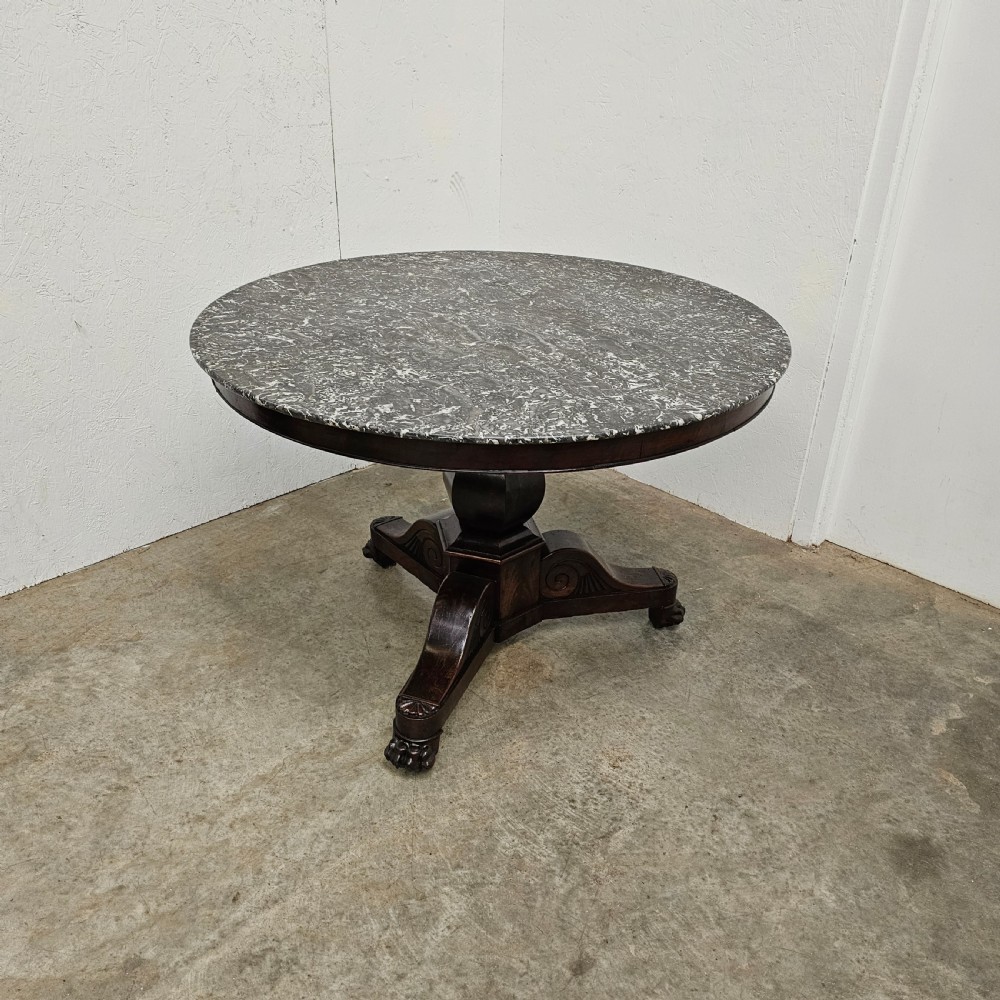 19th Century French Mahogany & Marble Gueridon View IV