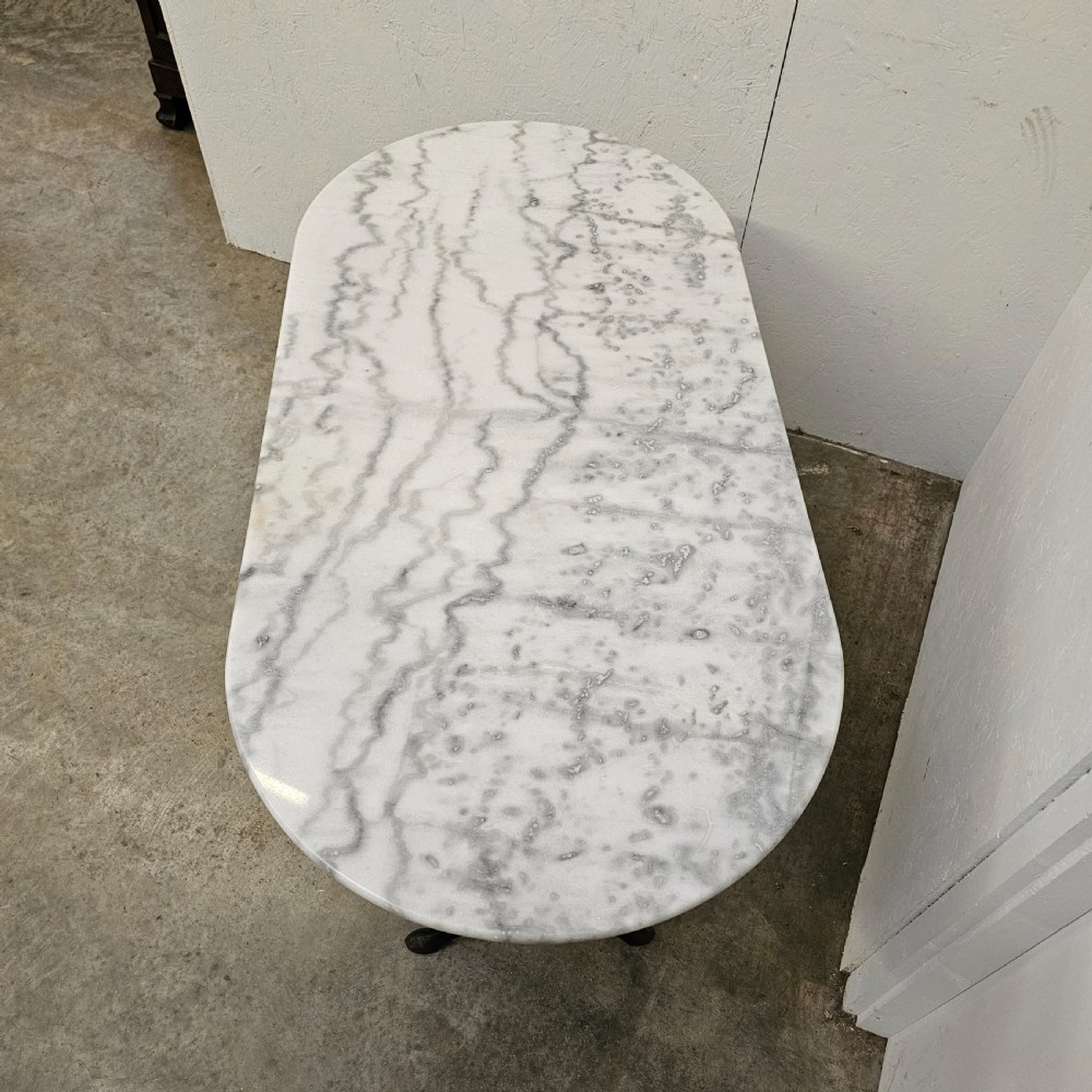French D-End Marble & Iron Bistro Terrace Table View III