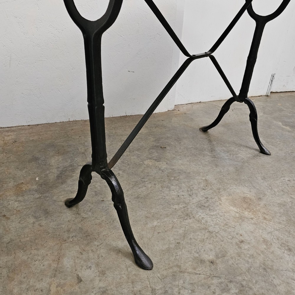 French D-End Marble & Iron Bistro Terrace Table View V