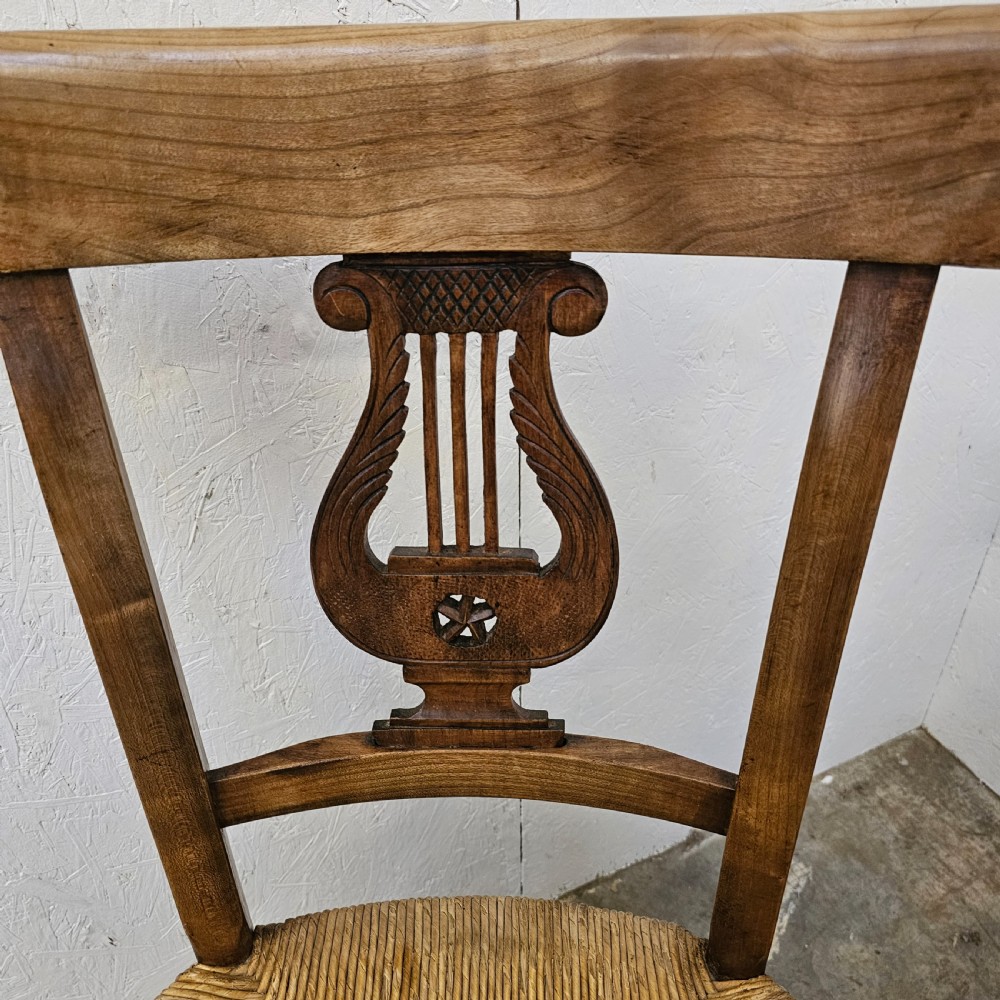 Pair of Provincial French Cherry & Rush Chairs View III