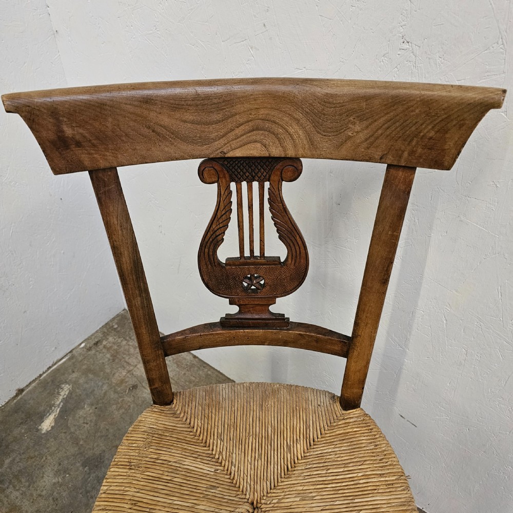 Pair of Provincial French Cherry & Rush Chairs View V