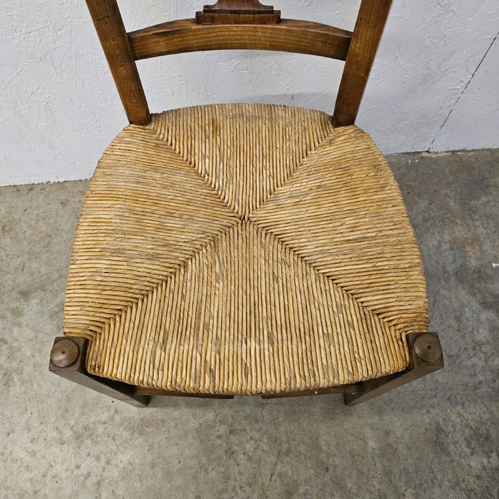 Pair of Provincial French Cherry & Rush Chairs View VI