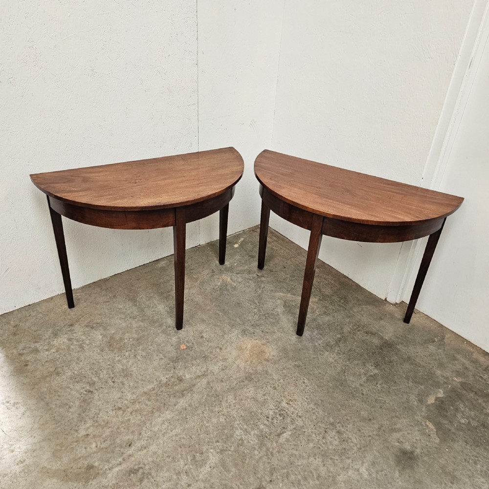 Pair of English Demi-Lune Tables View II
