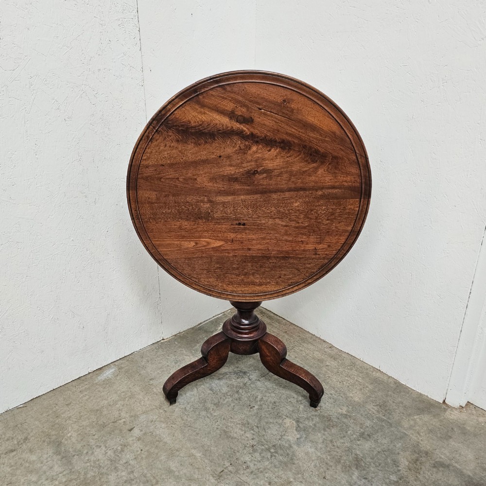 French Walnut Circular Tilt-Top Pedestal Table