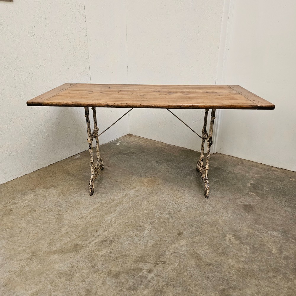 19th Century French Cast Iron & Pine Cafe Table