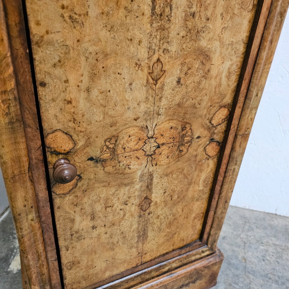 19th Century French Burr (Burl) Walnut & Marble Nightstand View V