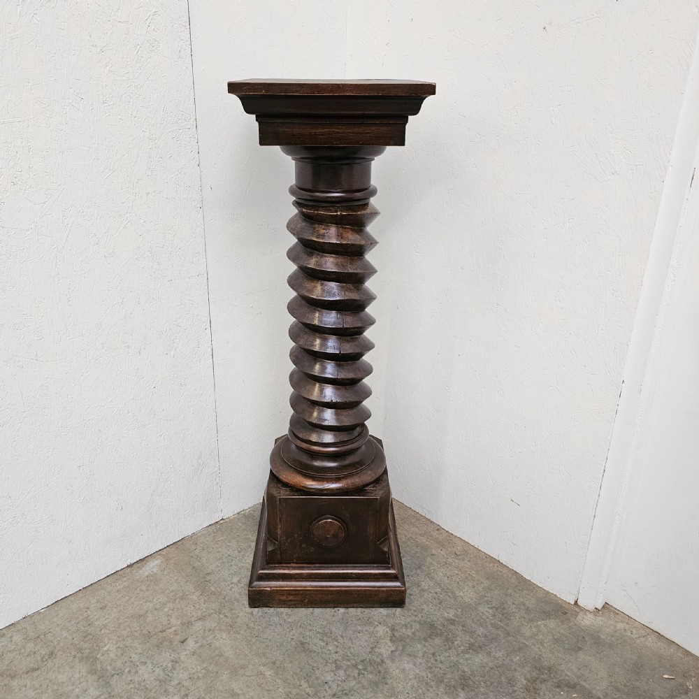 French Walnut Screw Press Thread From A Large Wine Press
