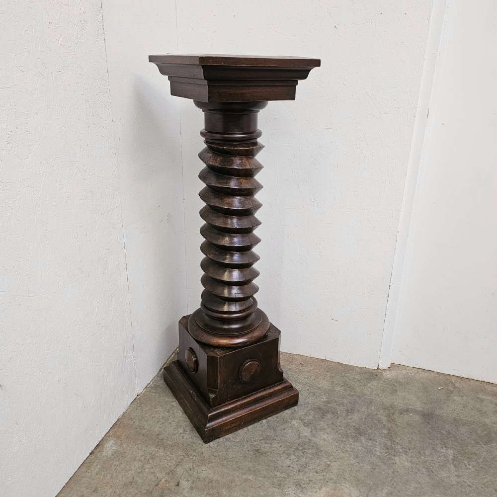 French Walnut Screw Press Thread From A Large Wine Press View II
