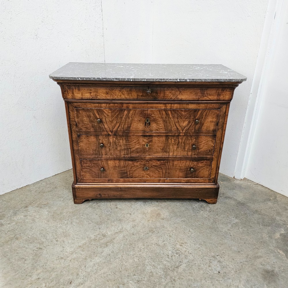 19th Century Marble Topped Walnut Commode