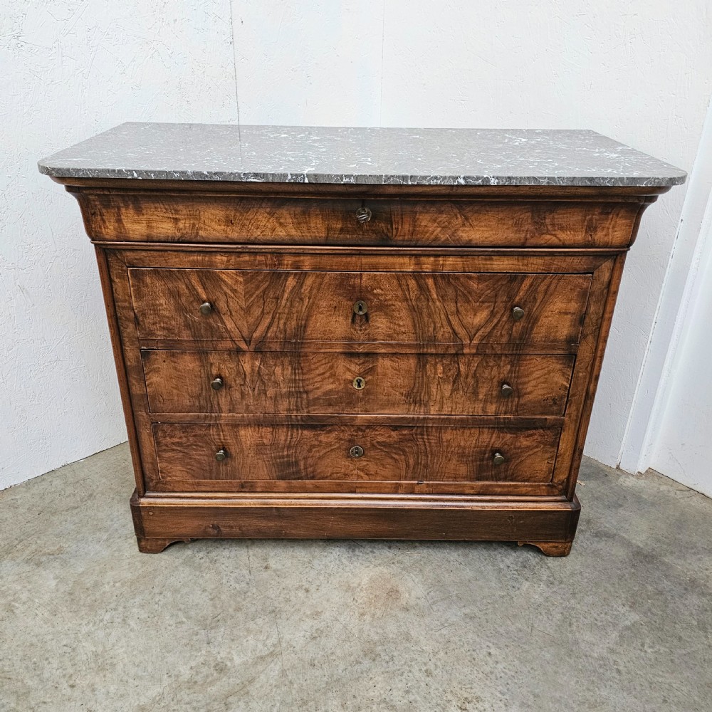 19th Century Marble Topped Walnut Commode View II