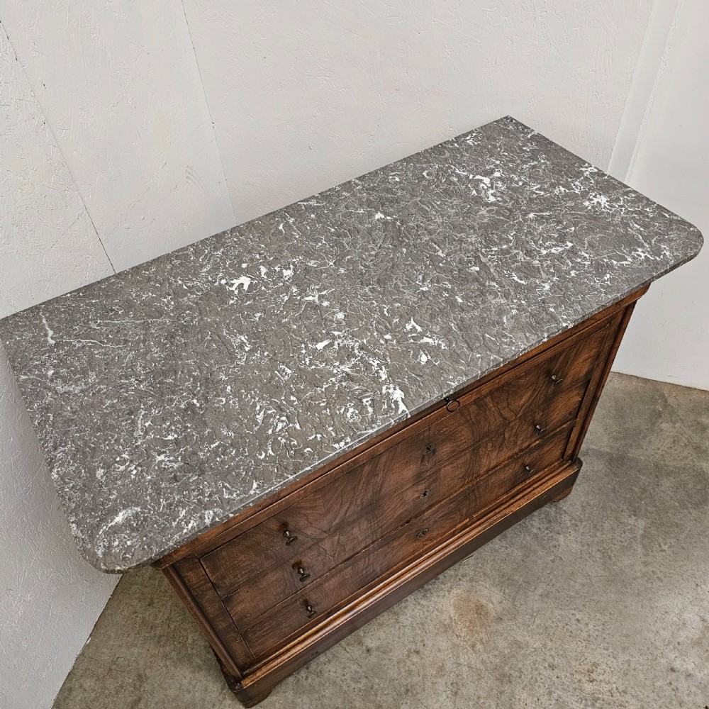 19th Century Marble Topped Walnut Commode View IV