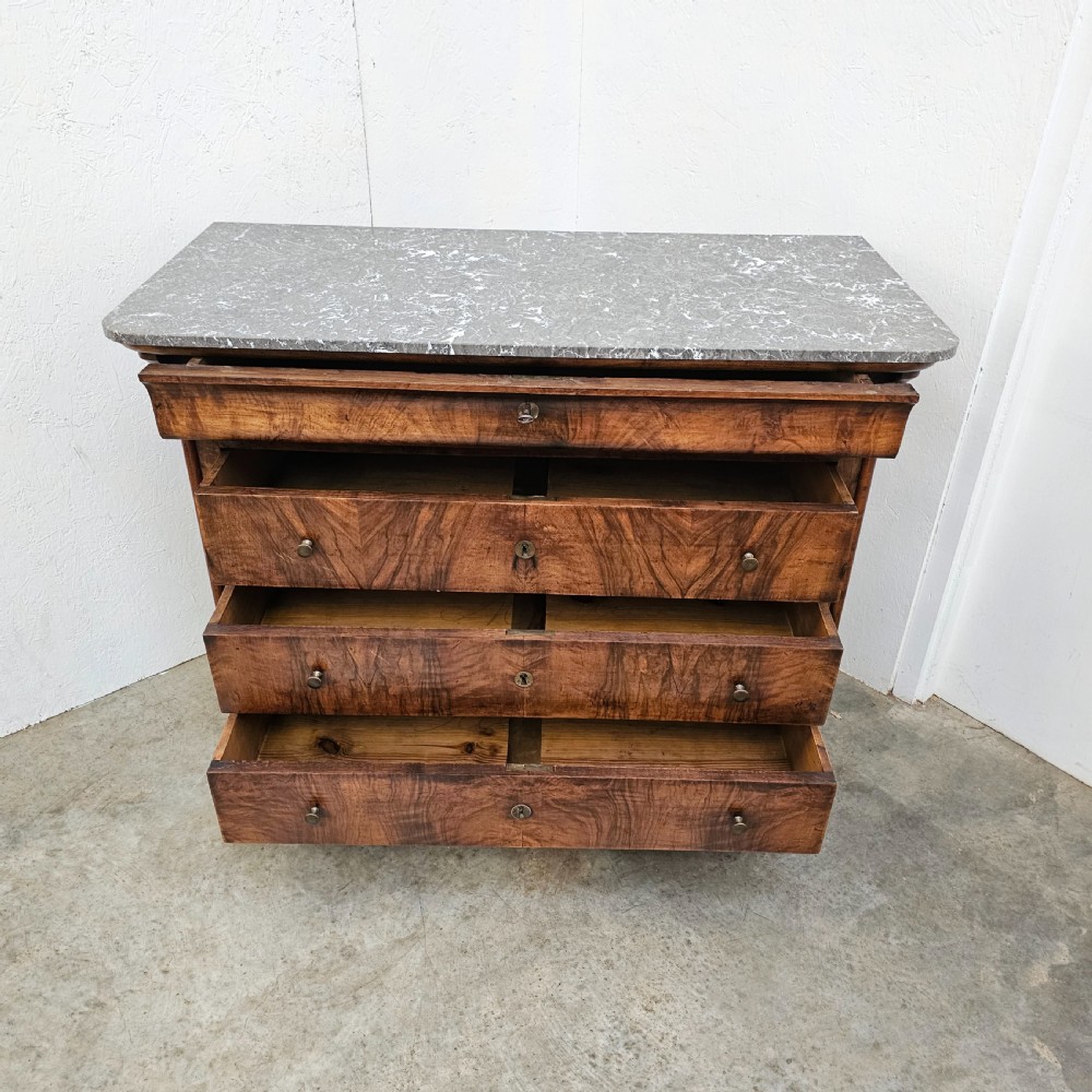 19th Century Marble Topped Walnut Commode View V