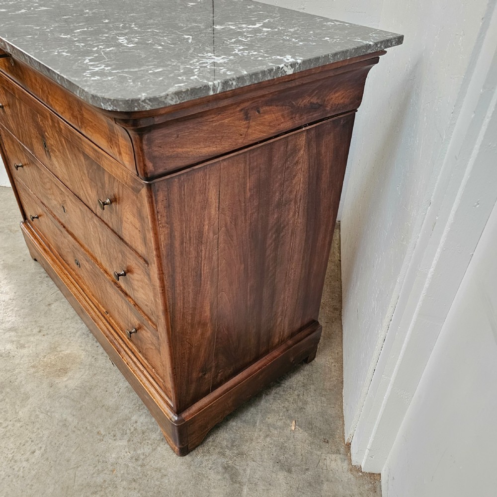 19th Century Marble Topped Walnut Commode View VII