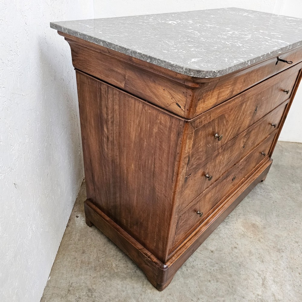 19th Century Marble Topped Walnut Commode View VIII