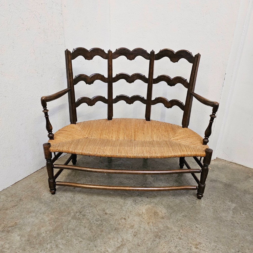 French Curve Rush Seat Bench