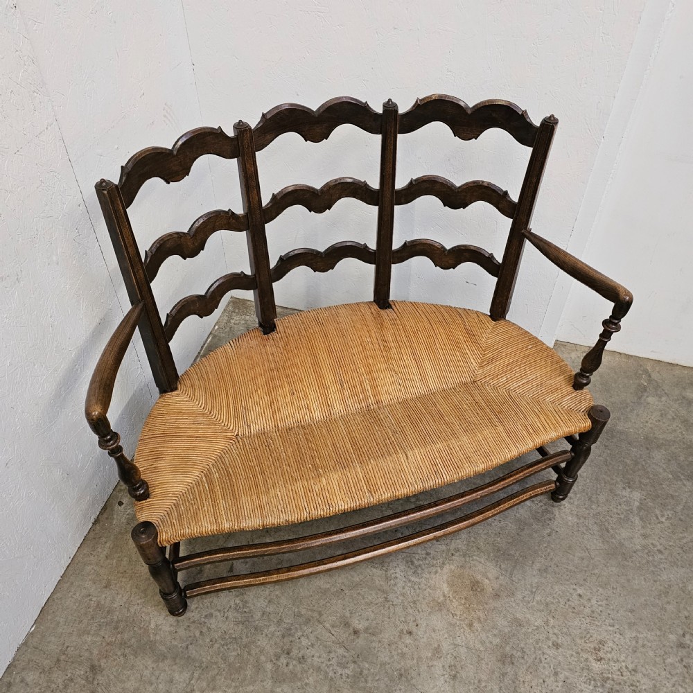 French Curve Rush Seat Bench View II