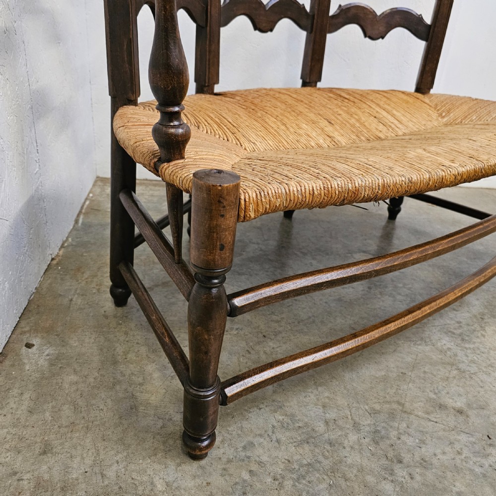 French Curve Rush Seat Bench View IV