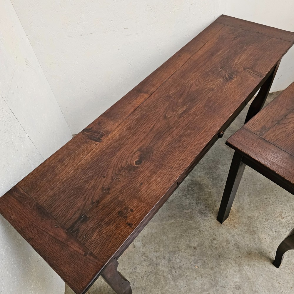 Pair Of French Oak Consoles With Drawer View IX