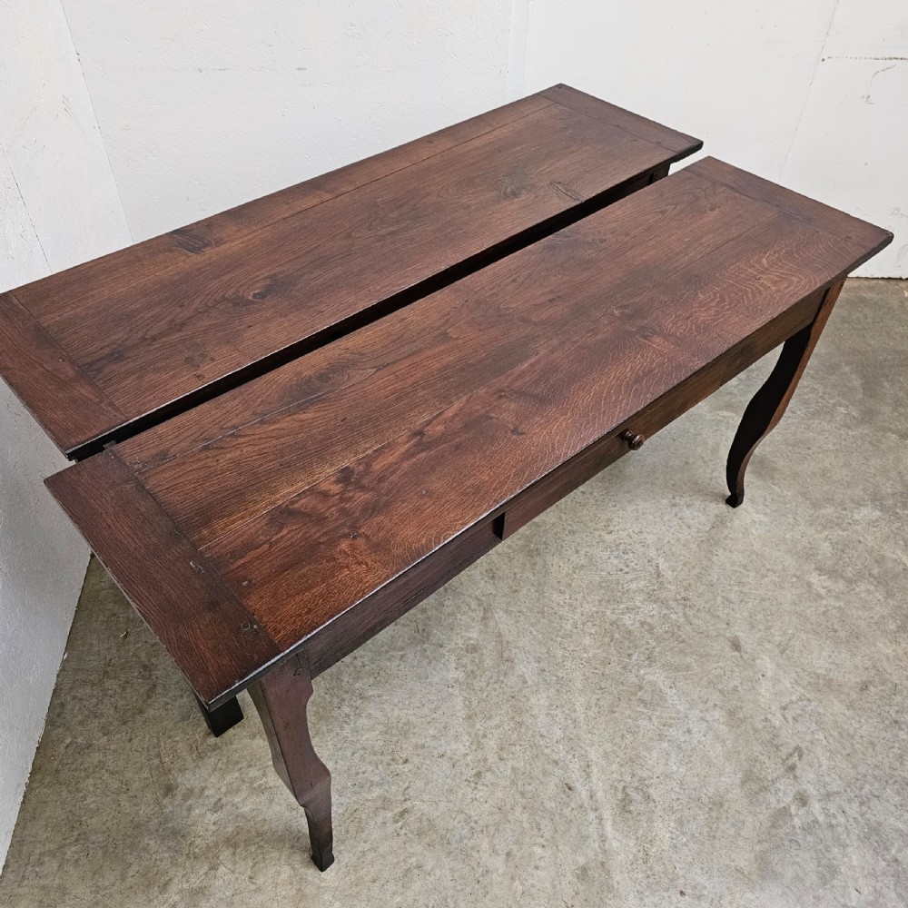 Pair Of French Oak Consoles With Drawer View X