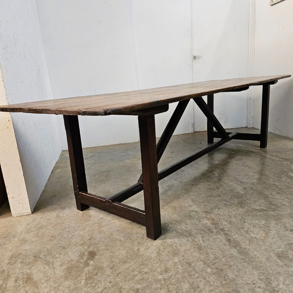 Large French Pine & Oak Harvest Table (2.8m) View II