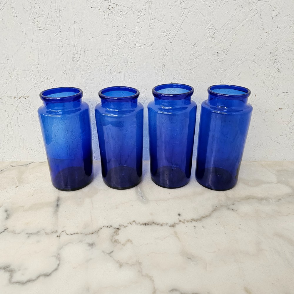 Antique French Blue Pickling Jars View II