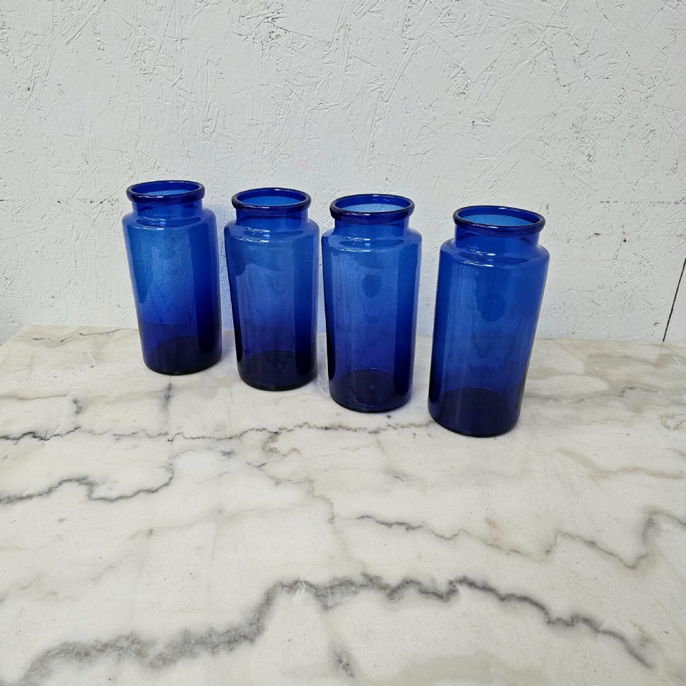 Antique French Blue Pickling Jars View III