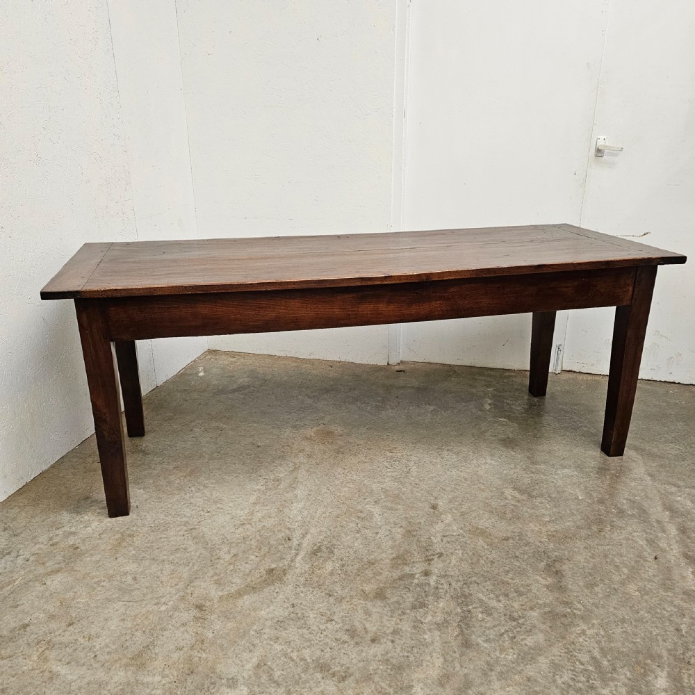 19th Century French Walnut Farm Table (Two Board Top)