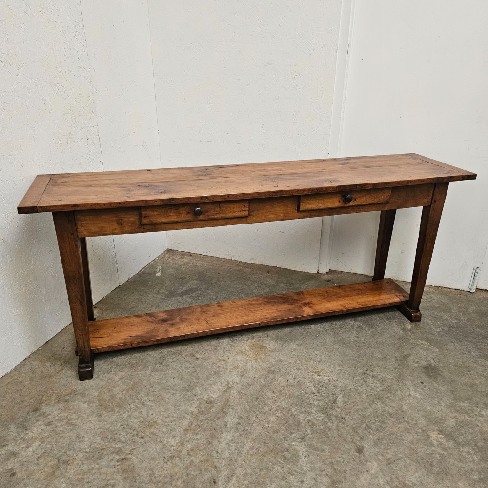 French Farmhouse Side Table With Potshelf