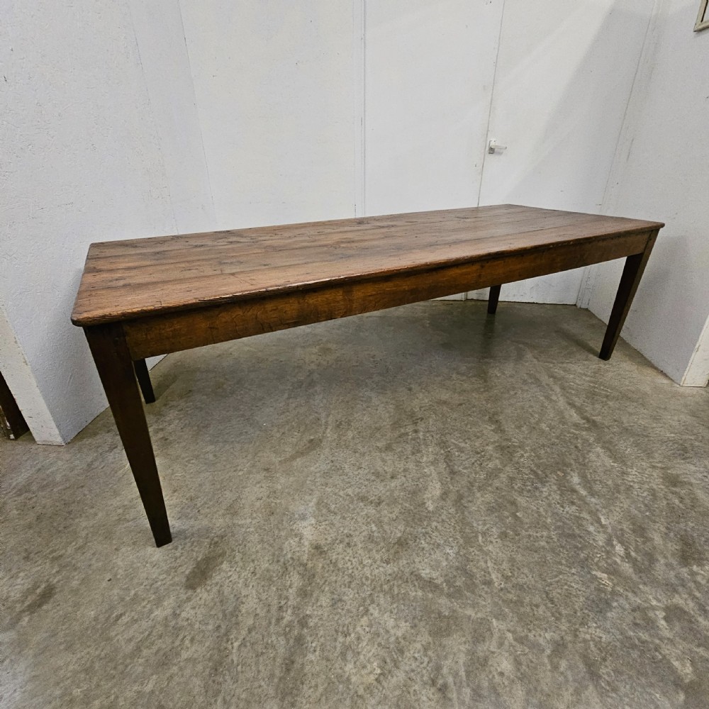 Large French Pine & Oak Village Hall Dining Table (2.4m)