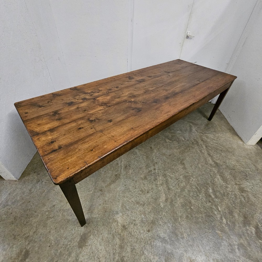 Large French Pine & Oak Village Hall Dining Table (2.4m) View II