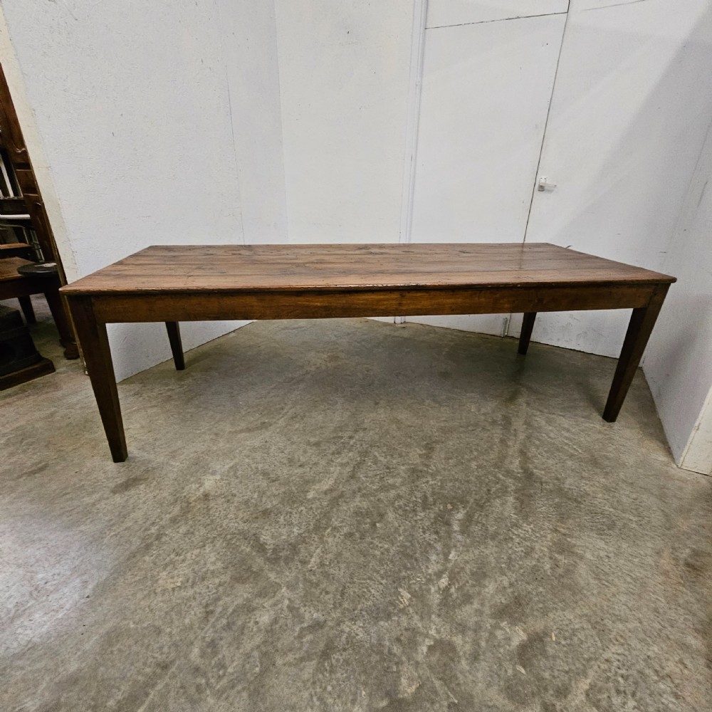 Large French Pine & Oak Village Hall Dining Table (2.4m) View V