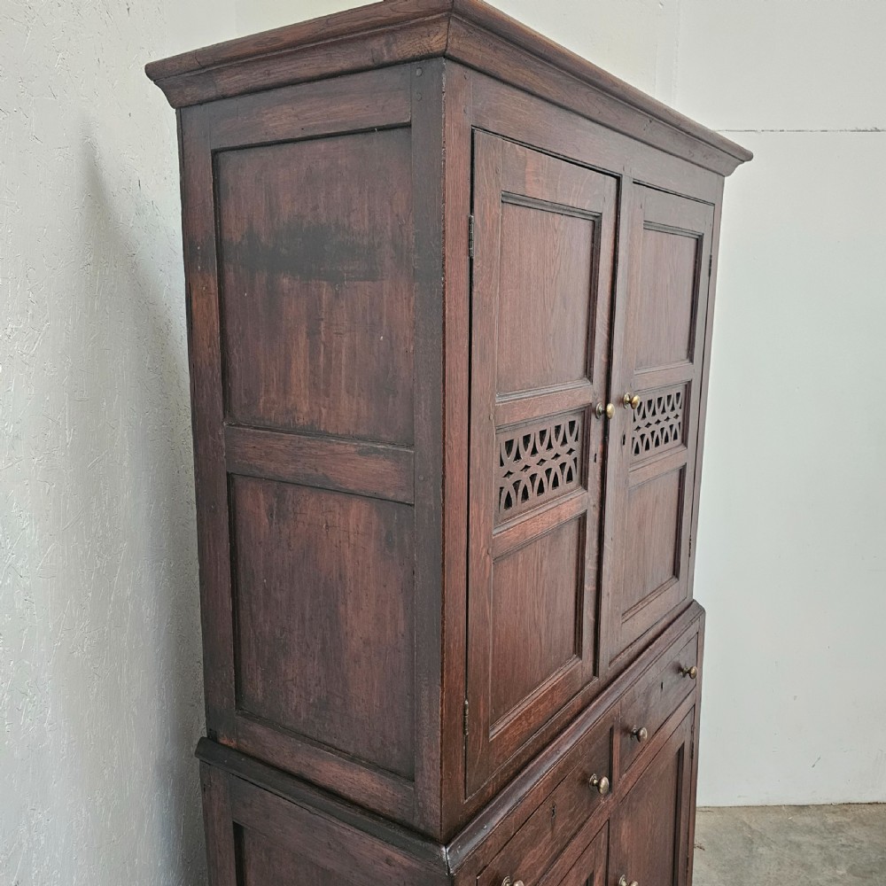 Welsh Oak 'Bread & Cheese' Food Cupboard With Safe View III