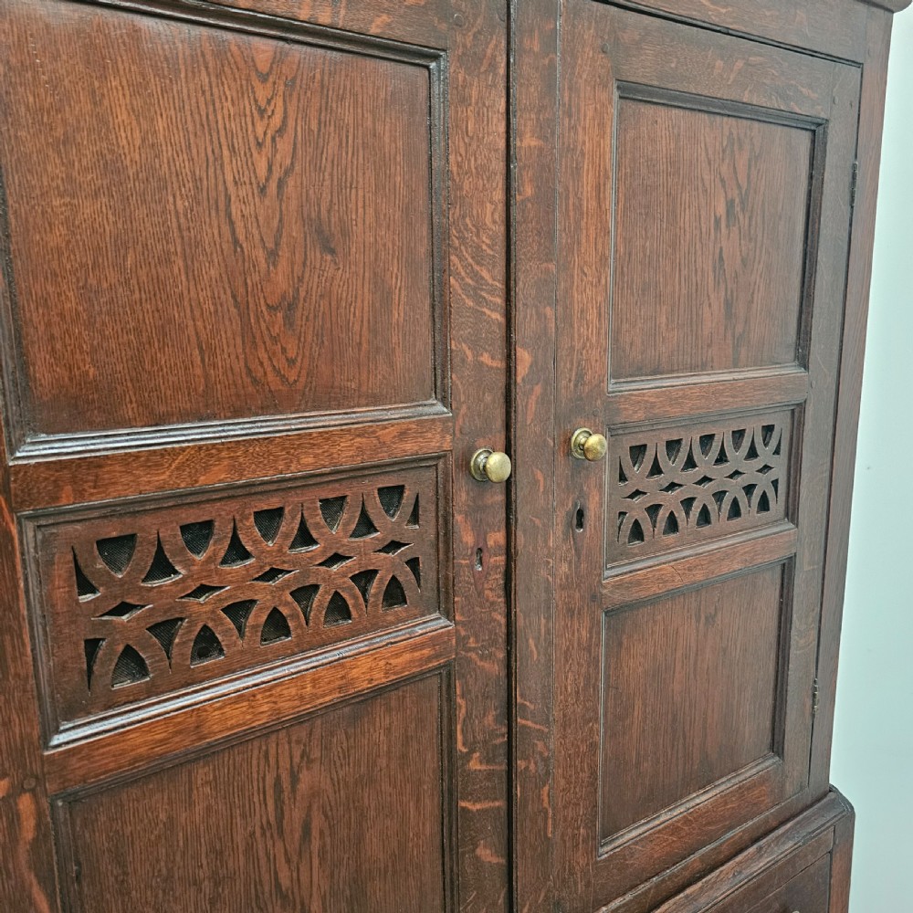 Welsh Oak 'Bread & Cheese' Food Cupboard With Safe View IV