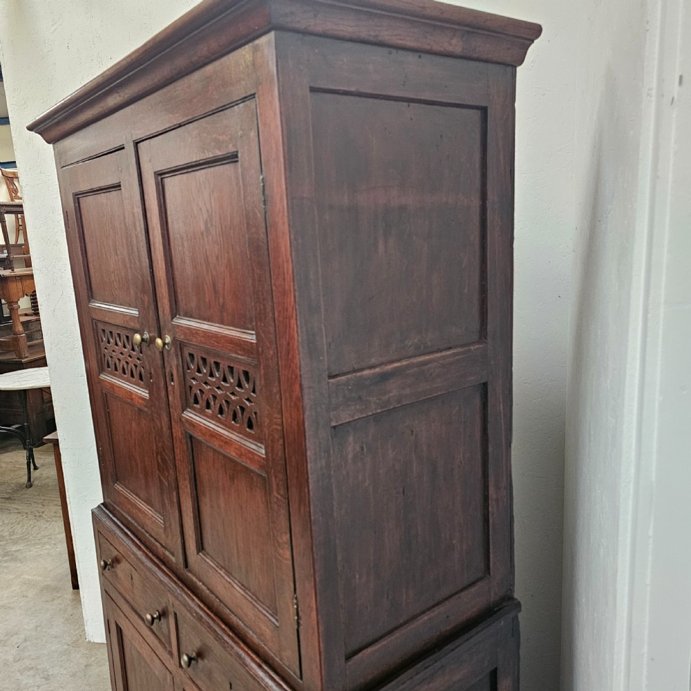 Welsh Oak 'Bread & Cheese' Food Cupboard With Safe View V