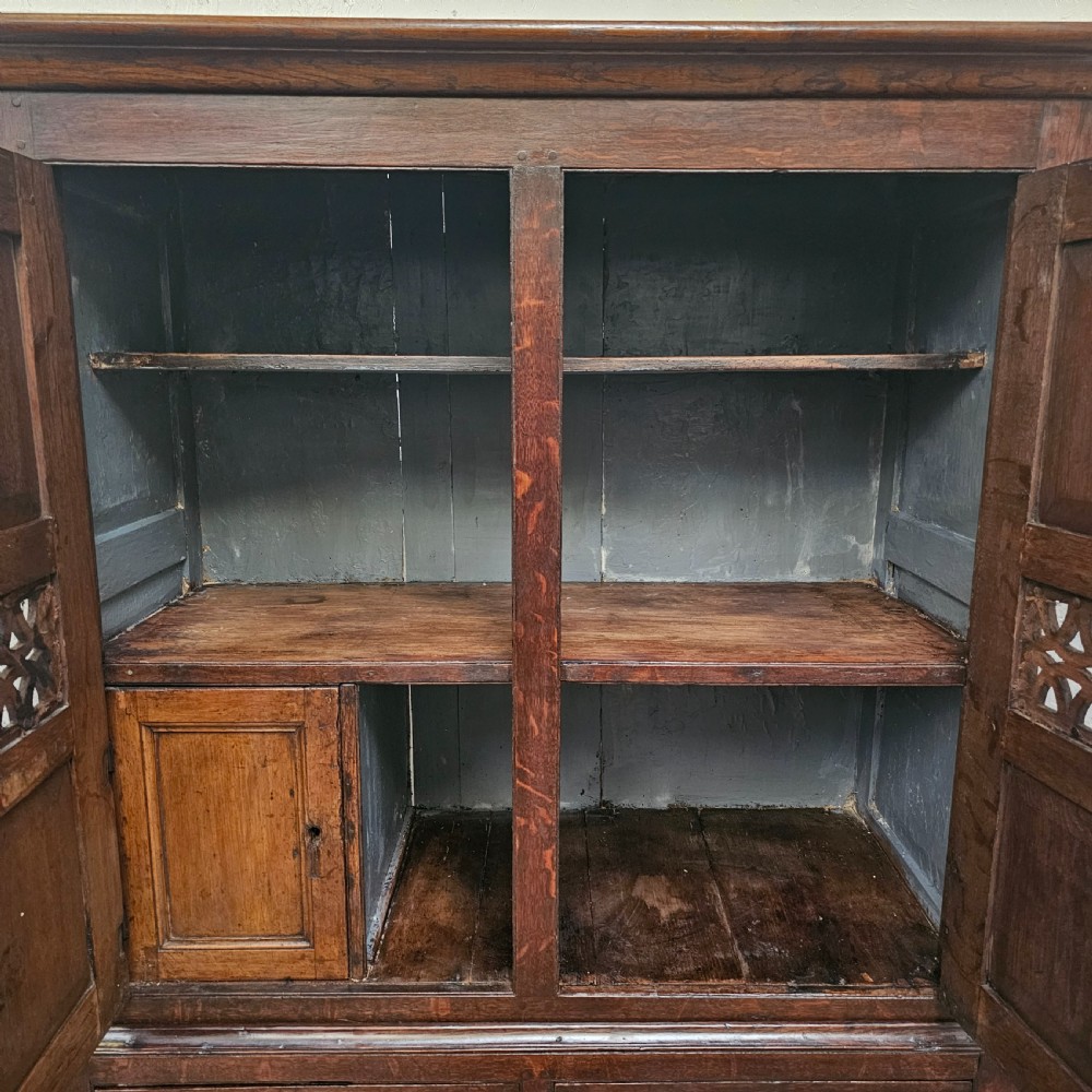 Welsh Oak 'Bread & Cheese' Food Cupboard With Safe View IX