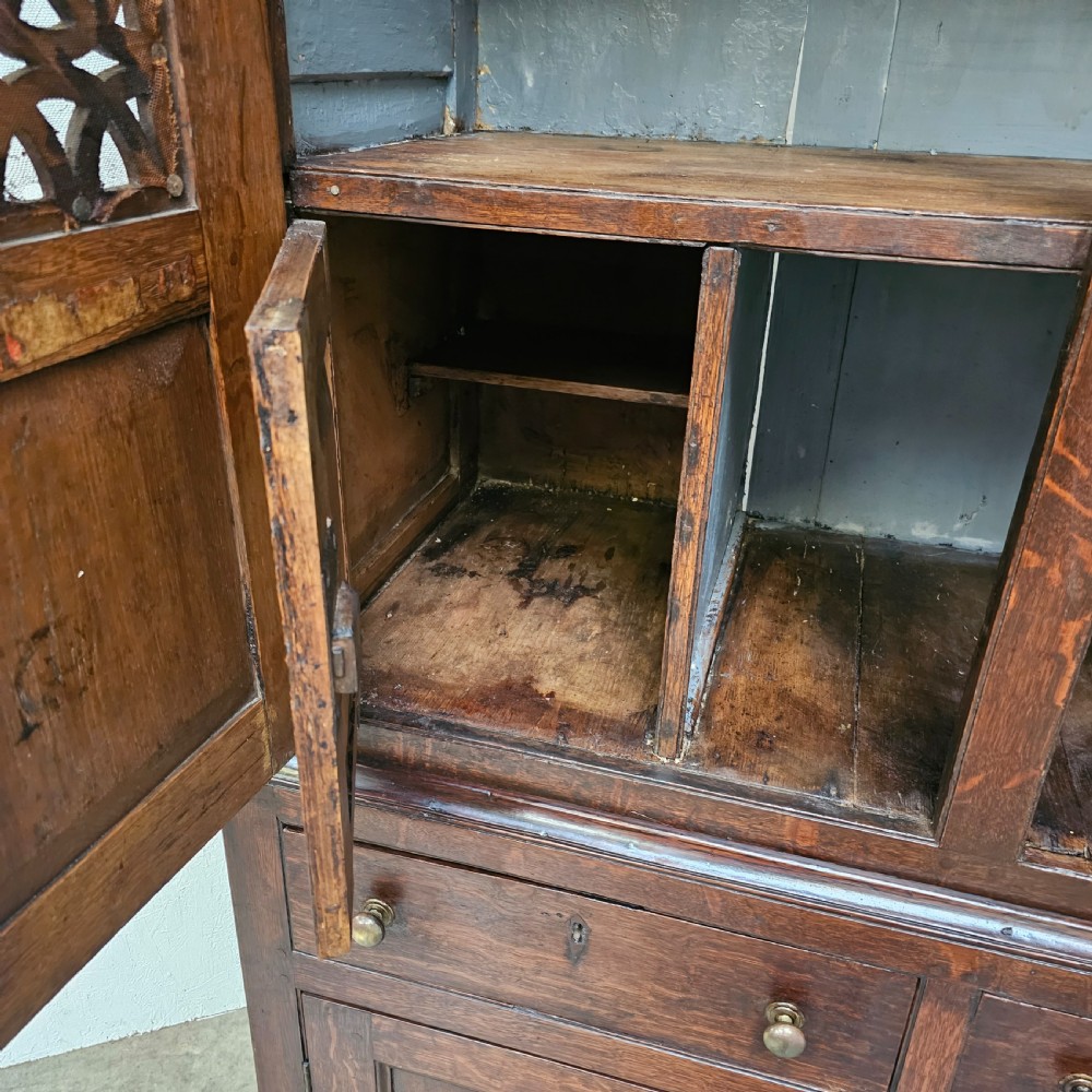 Welsh Oak 'Bread & Cheese' Food Cupboard With Safe View X